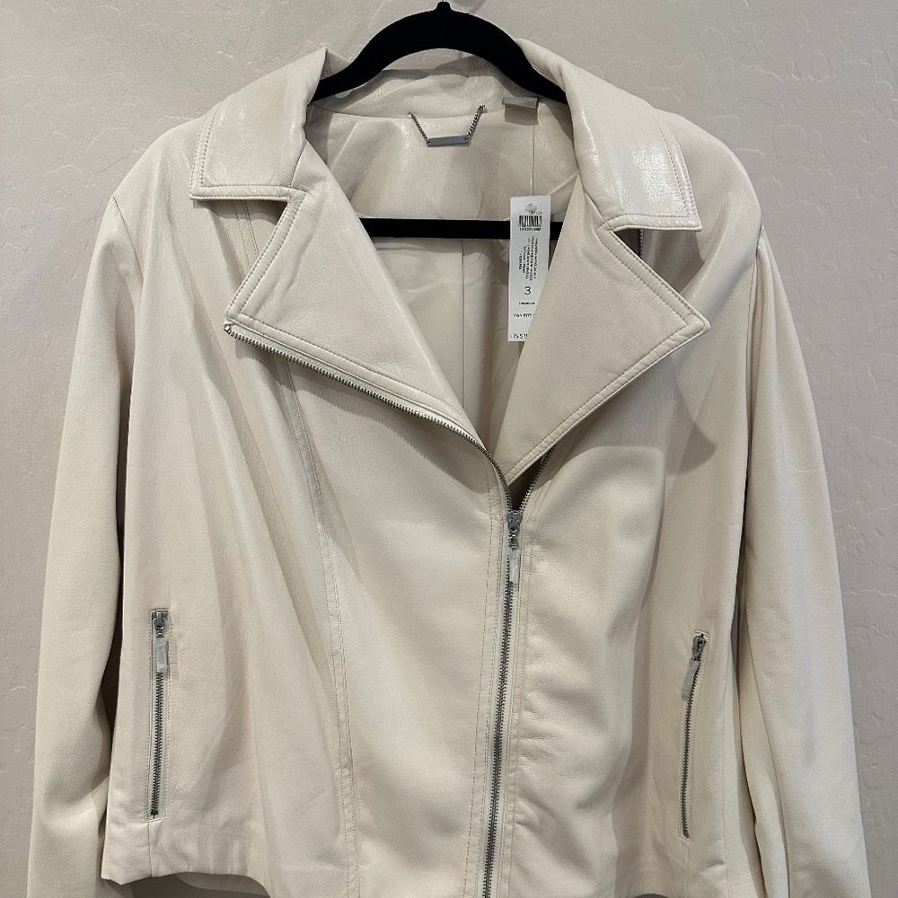 Chicos faux leather moto jacket Ivory
